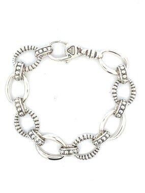 Lagos Sterling Silver Oval Fluted Link Bracelet -7.5"